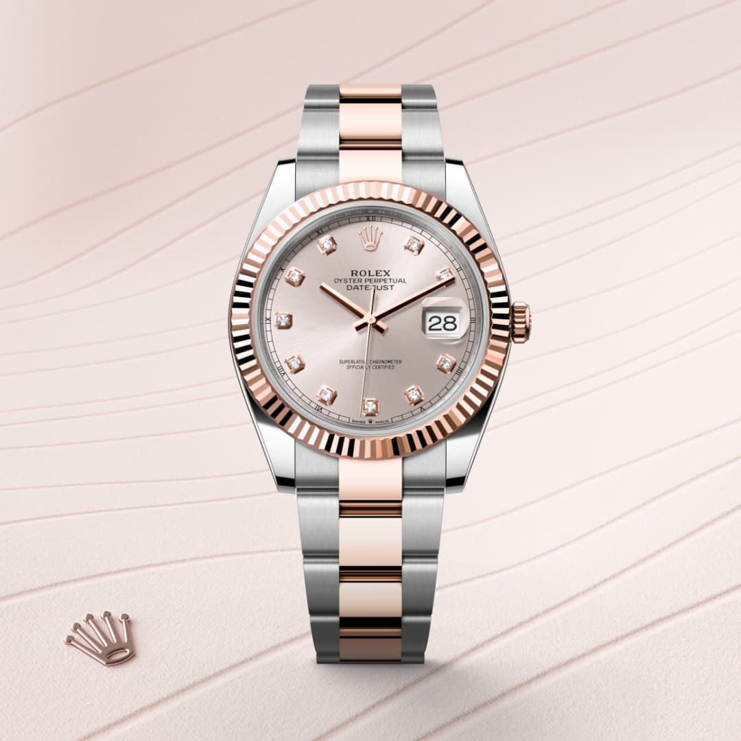 Rolex Datejust 41 in Everose Rolesor combination of Oystersteel
