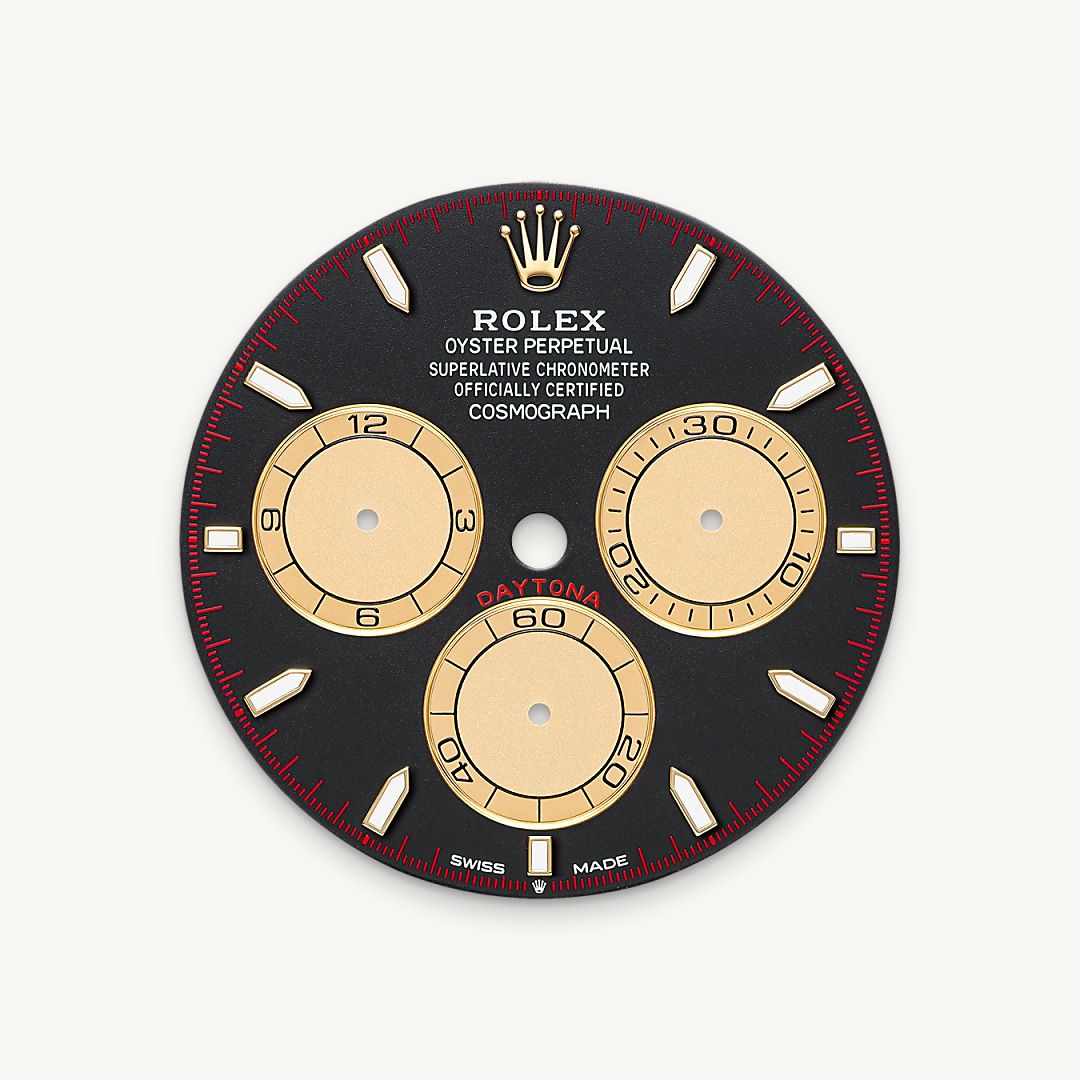 Intense black and Champagne-colour dial