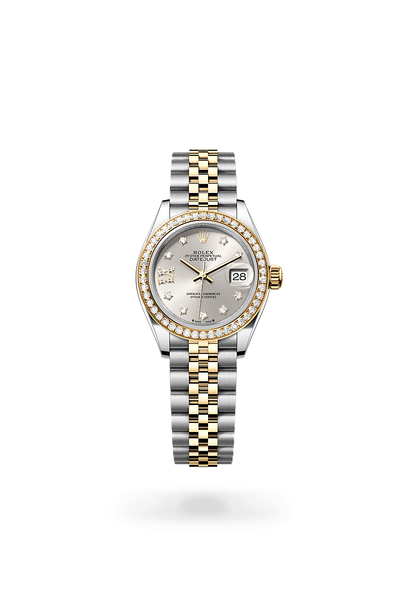 Rolex Lady-Datejust Oyster, 28 mm, Oystersteel, yellow gold and diamonds