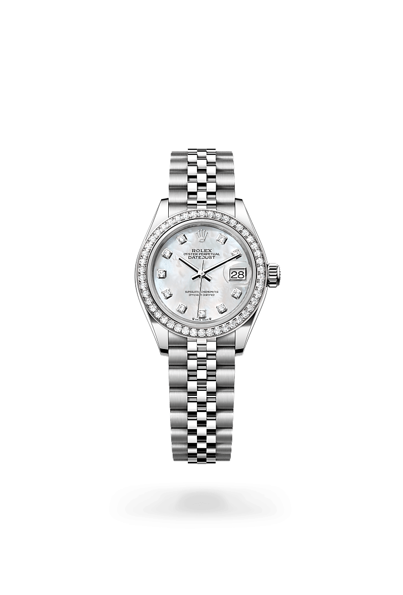 Rolex Lady-Datejust Oyster, 28 mm, Oystersteel, white gold and diamonds