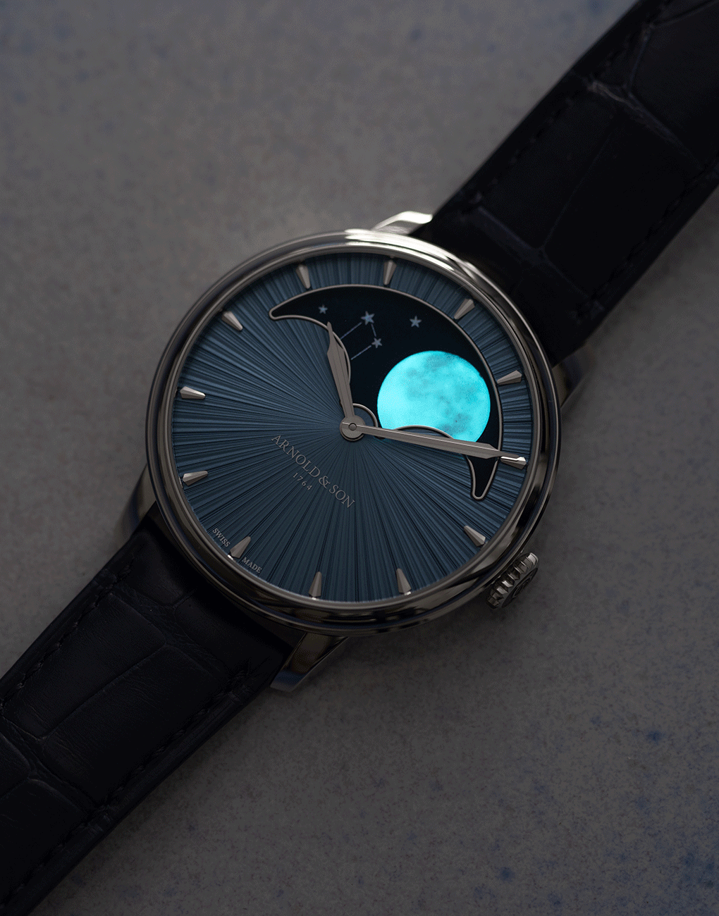 Arnold & Son Moonphase Bosom Moon Phase Perpetual Moon Watch Manual Winding ‘Stellar Rays’ decor