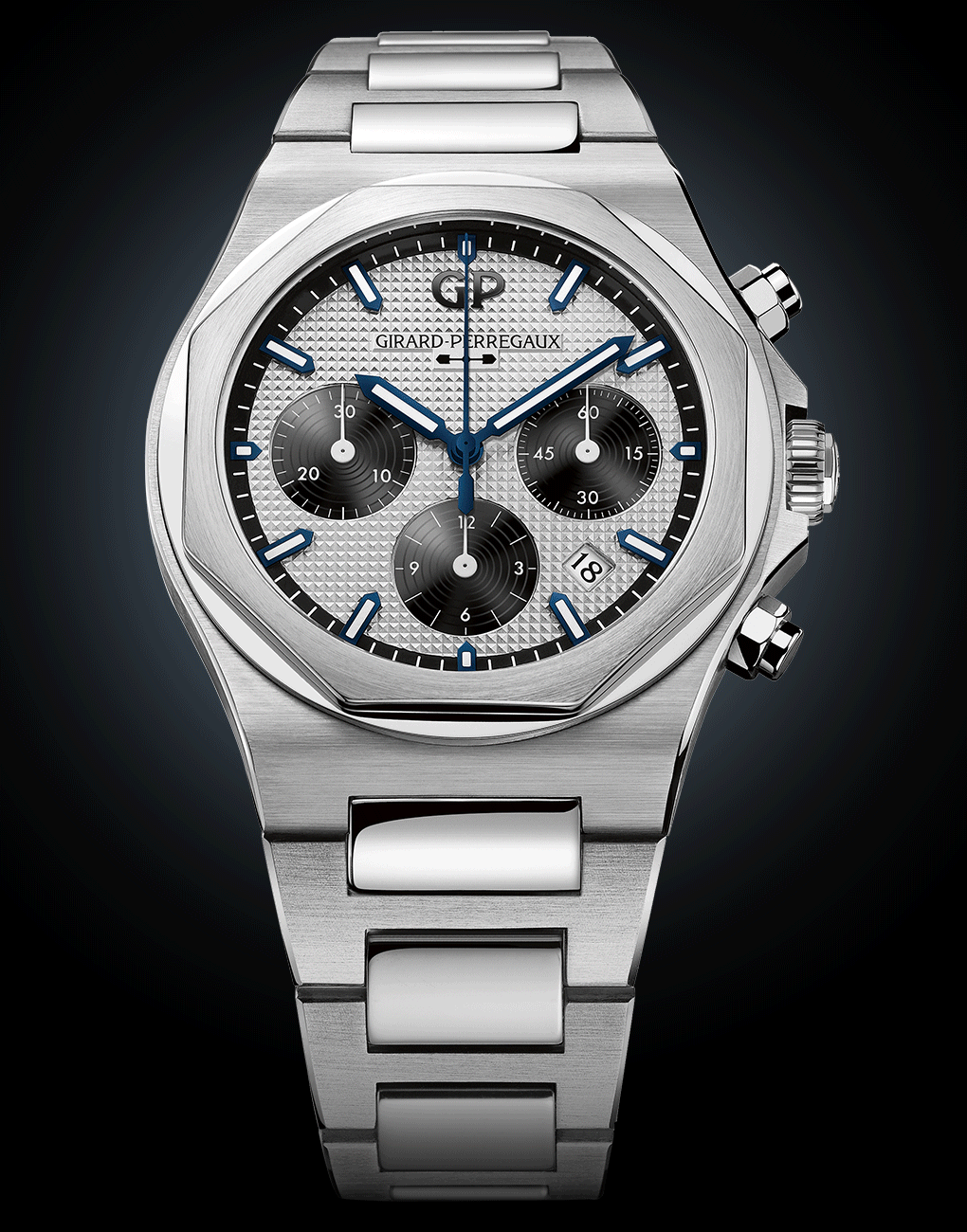 Girard-Perregaux Laureato Chronograph stopwatch panda dial octagonal bezel Super-Luminova