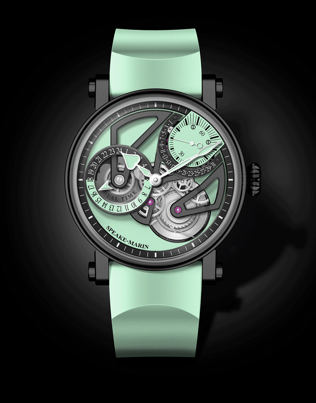 Speake-Marin Dual Time Mint Retrograde Calendar hour sub-dial counter register